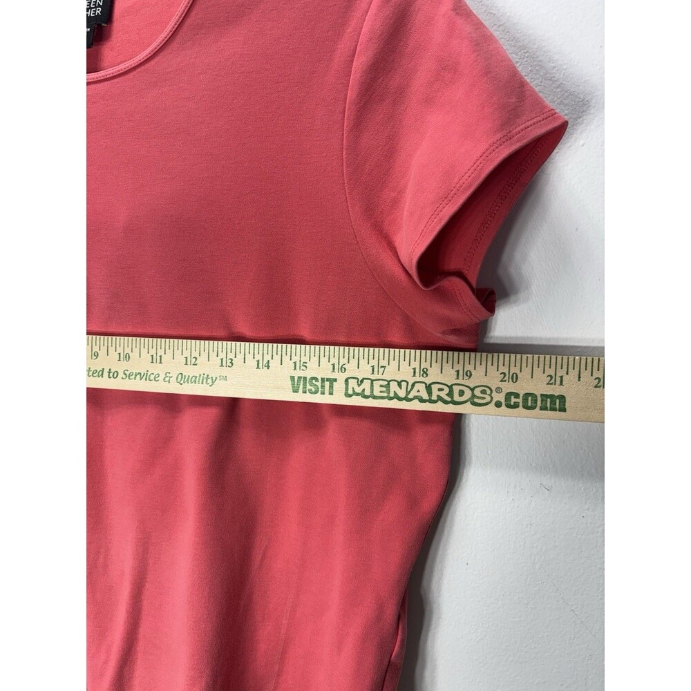 Eileen Fisher Womens Cropped Short Sleeve T-shirt Salmon Pink 100%Cotton Sz L - Picture 7 of 12